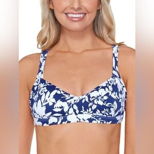 NWT Raisins Women's Beach Life Bikini Top (Navy, Large Juniors / M Women)
